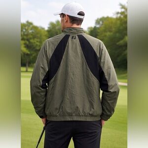 FootJoy Dryjoys Men's Green Long Sleeve 1/2 Zip Windbreaker Rain Jacket golf